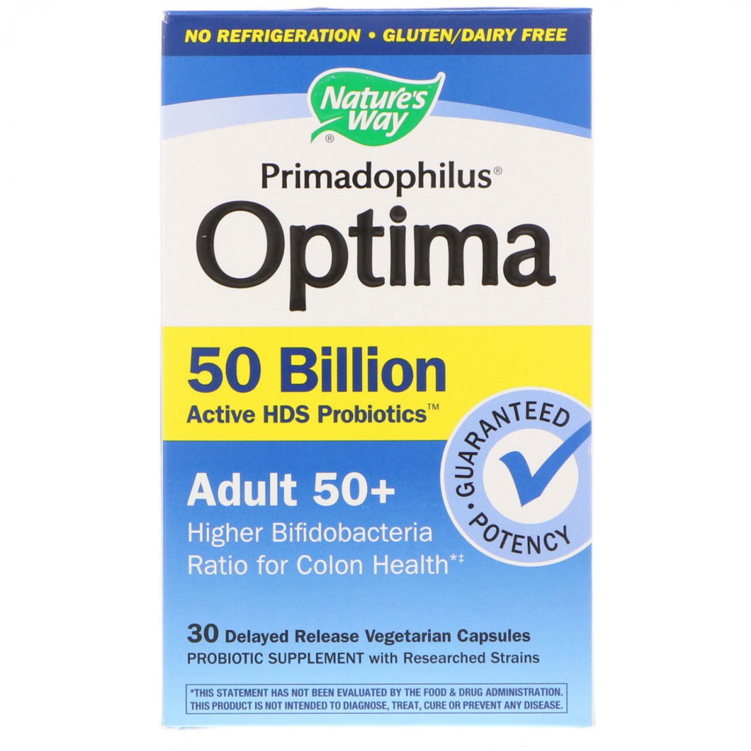 Nature's Way, Primadophilus Optima, Adult 50+, 30 Delayed Release Vegetarian Capsules