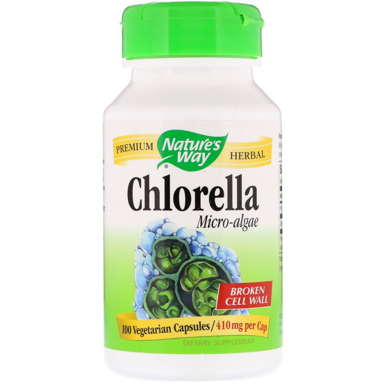 Nature's Way, Chlorella, Micro-Algae, 410 mg, 100 Vegetarian Capsules