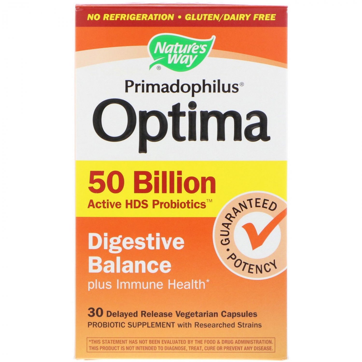 Nature's Way, Primadophilus Optima, Digestive Bal Plus Immune Health, 30 Delayed Release Veg Caps