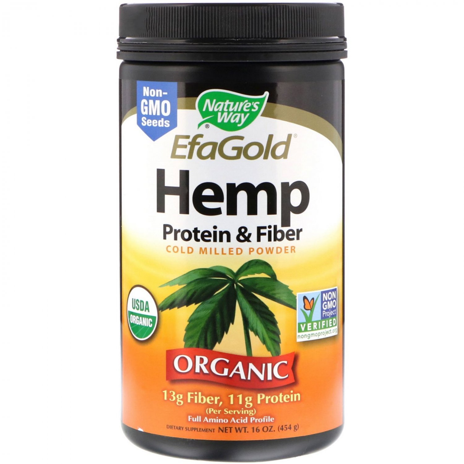 Nature's Way, Organic, EfaGold, Hemp Protein & Fiber, Cold Milled Powder, 16 oz (454 g)