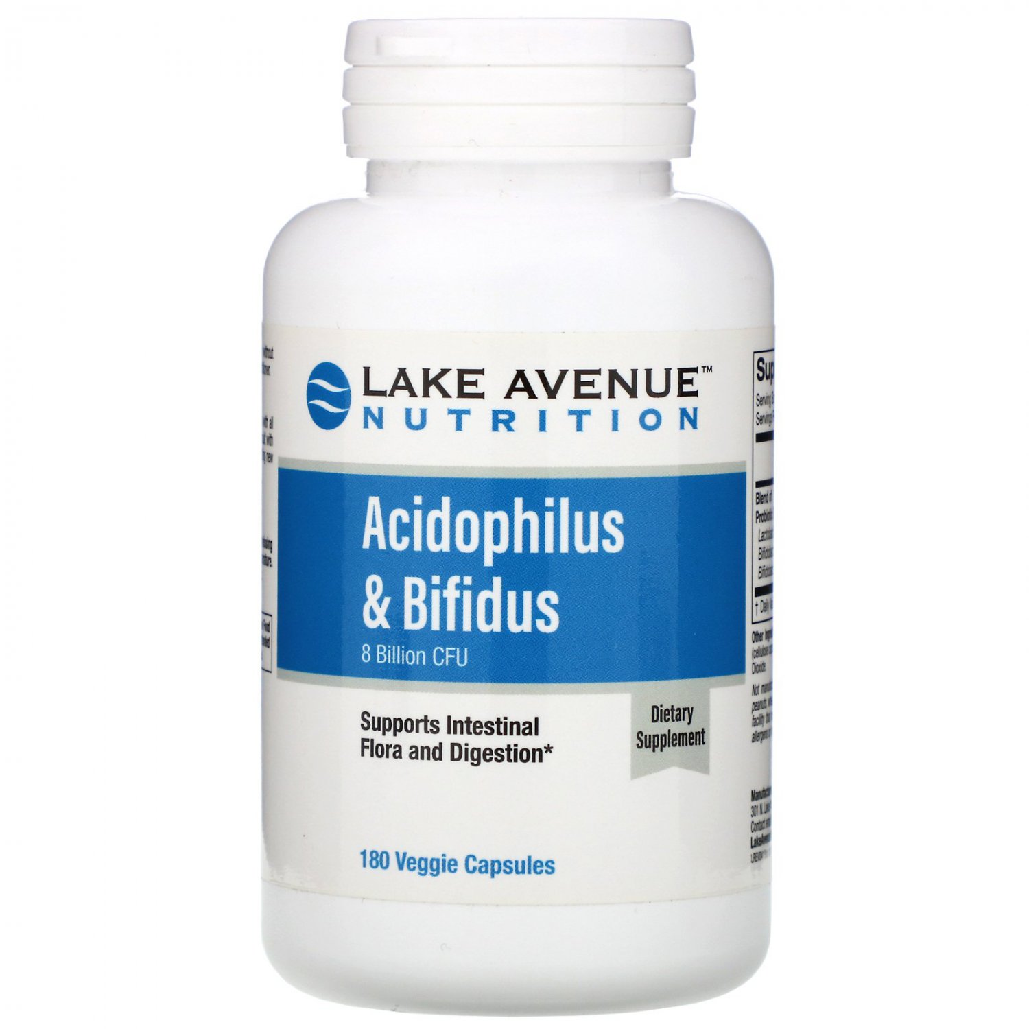 Lake Avenue Nutrition, Acidophilus & Bifidus, 8 Billion CFU, 180 Veggie Capsules