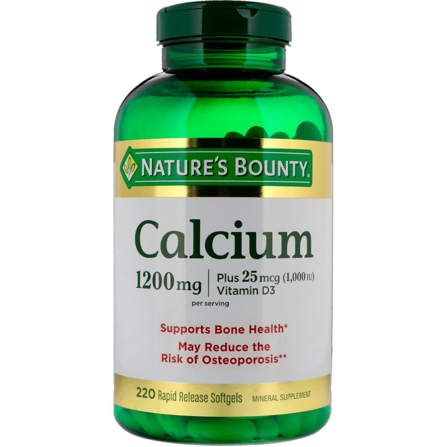 Nature's Bounty, Calcium Plus Vitamin D3, 1200 mg, 220 Rapid Release Softgels