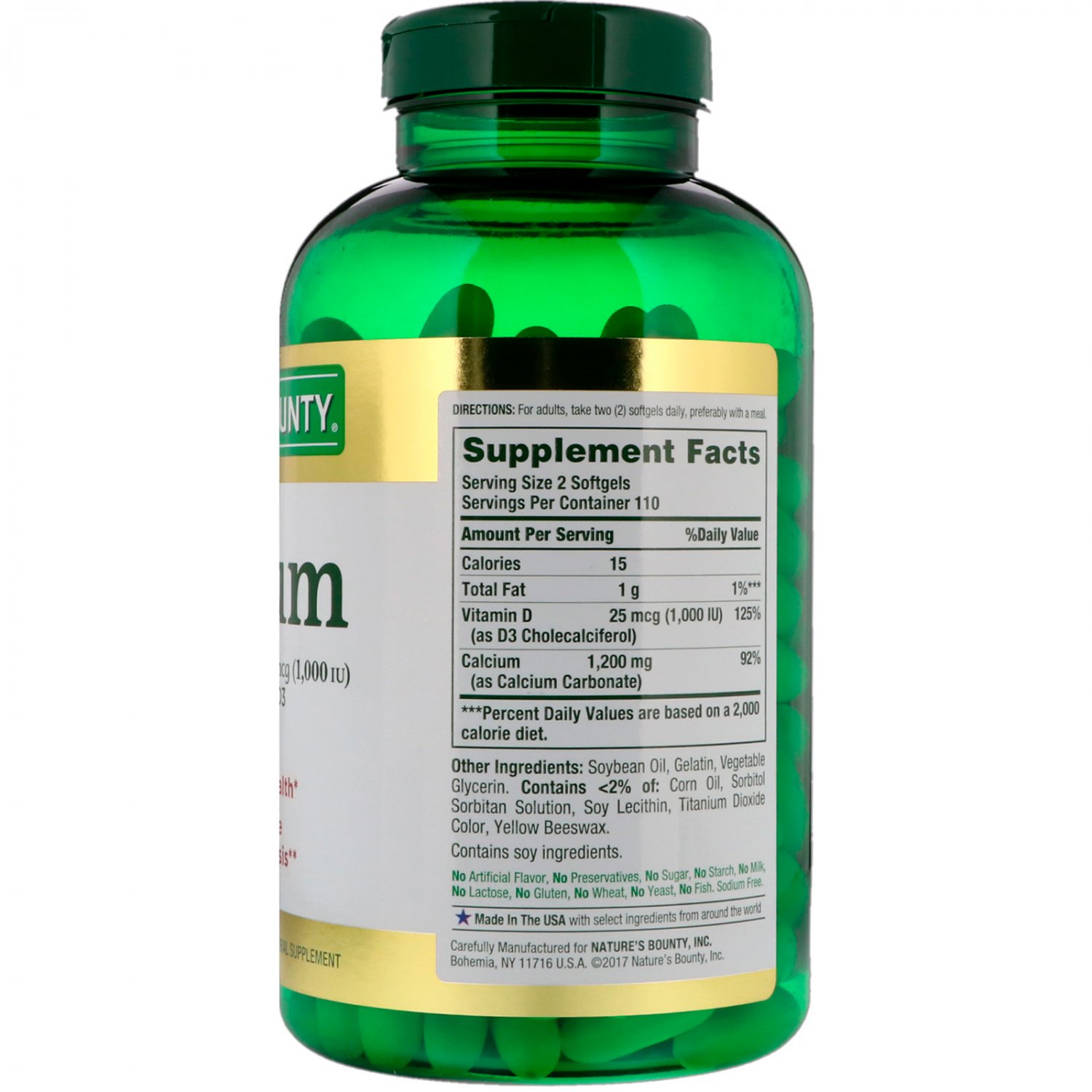 Natures Bounty Calcium Plus Vitamin D3 1200 Mg 220 Rapid Release 0002