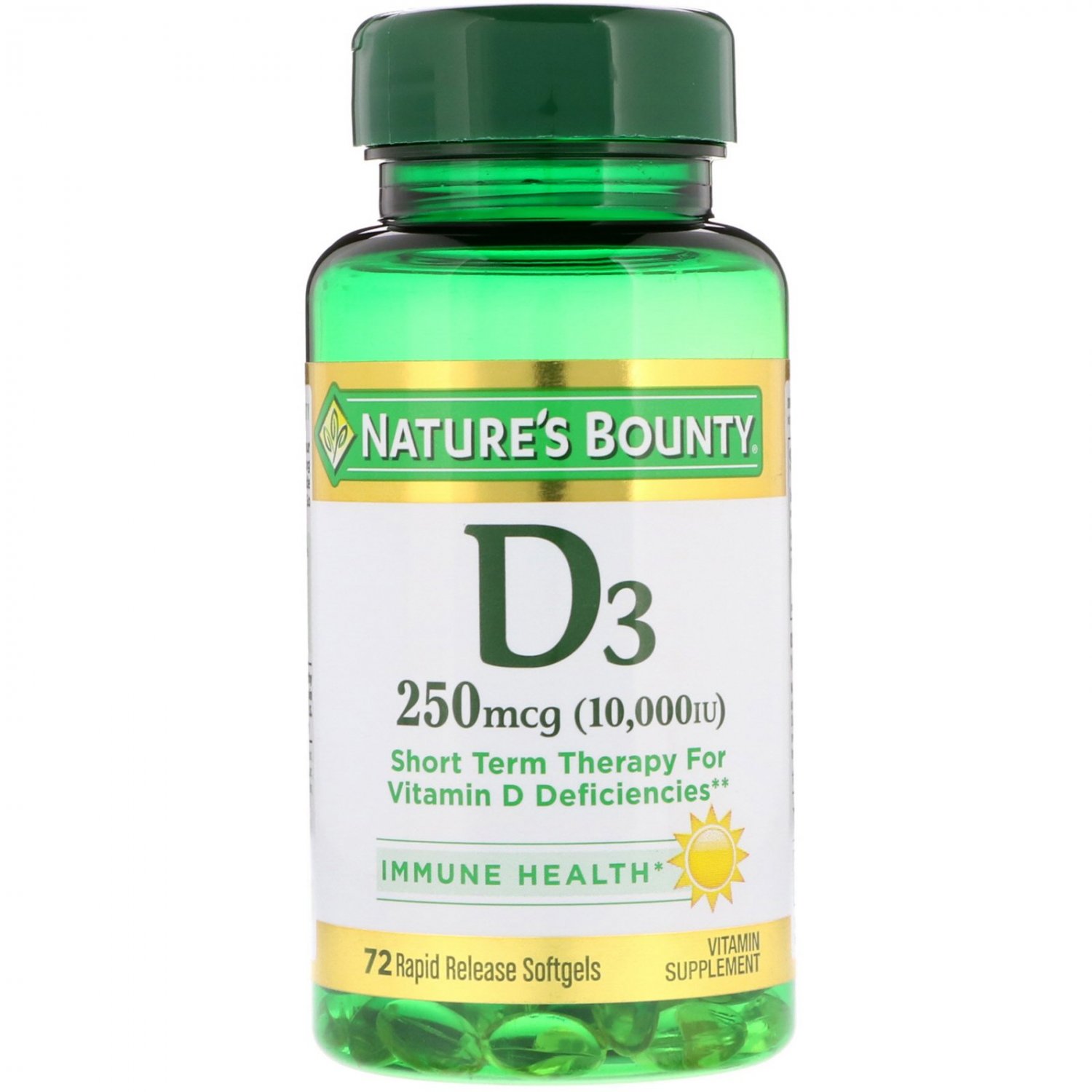 Nature's Bounty, D3, 250 mcg (10,000 IU), 72 Rapid Release Softgels
