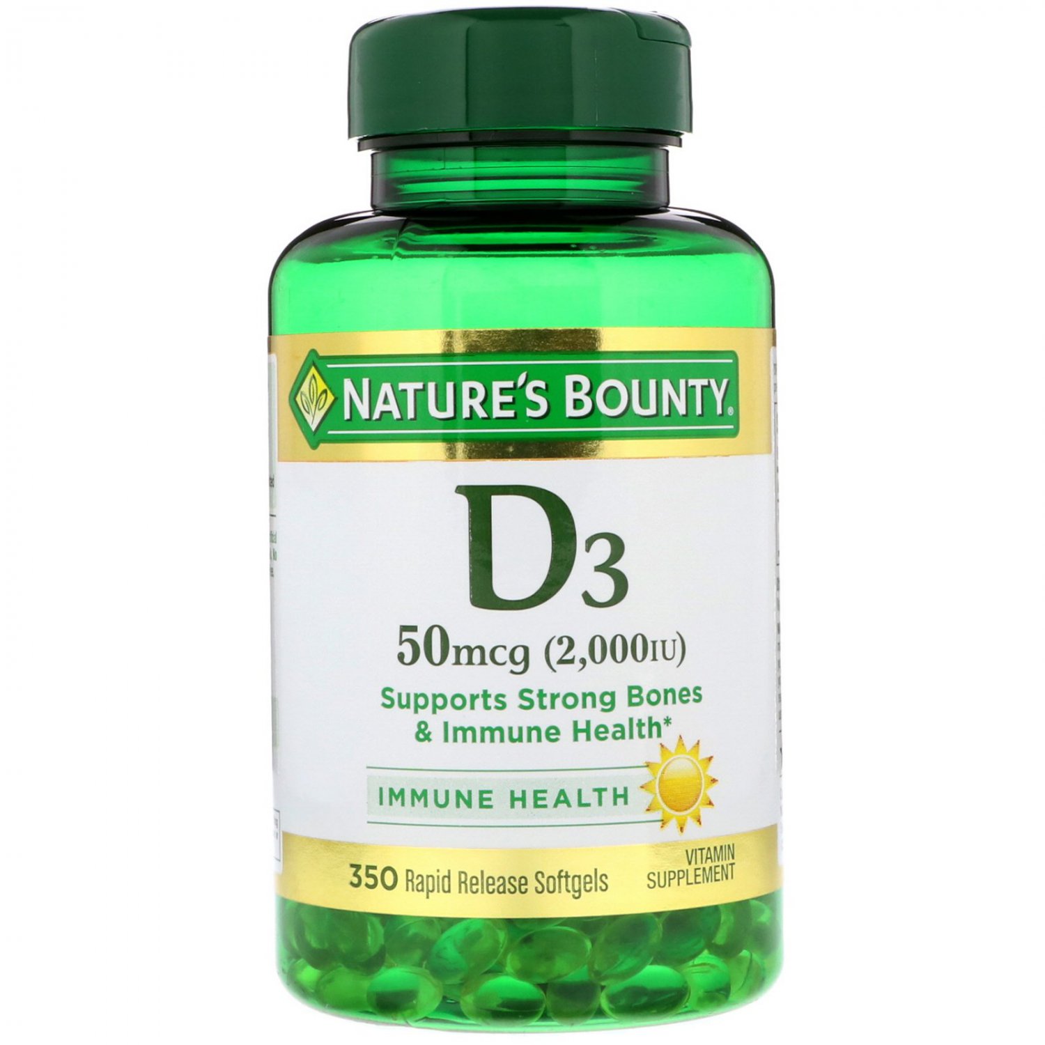 Nature's Bounty, D3, 50 mcg (2000 IU), 350 Softgels