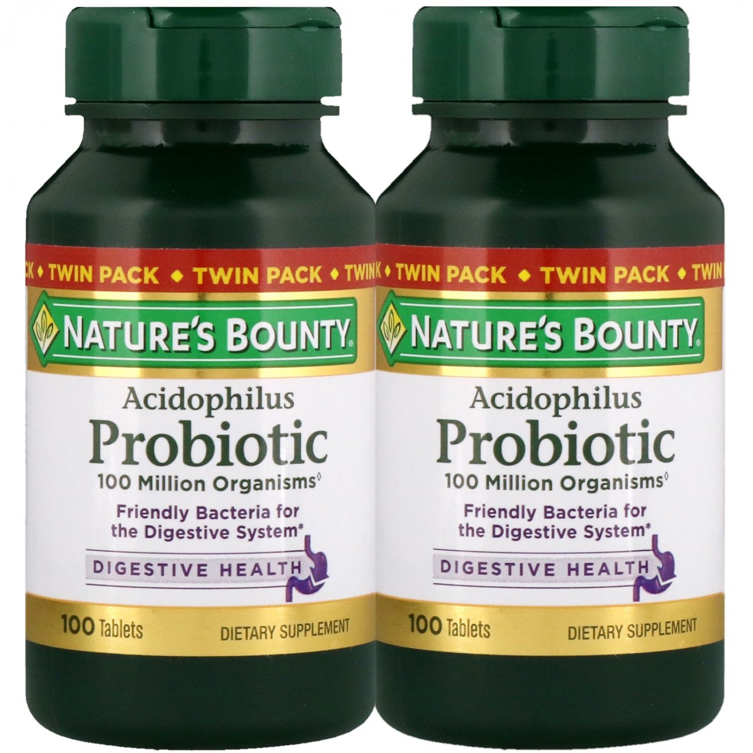 Nature's Bounty, Acidophilus Probiotic, Twin Pack, 100 Tablets Each
