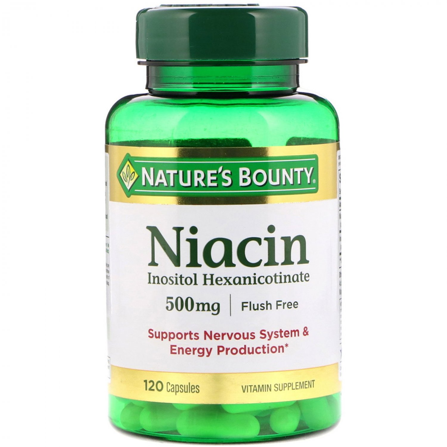 Nature's Bounty, Flush Free Niacin, 500 mg, 120 Capsules