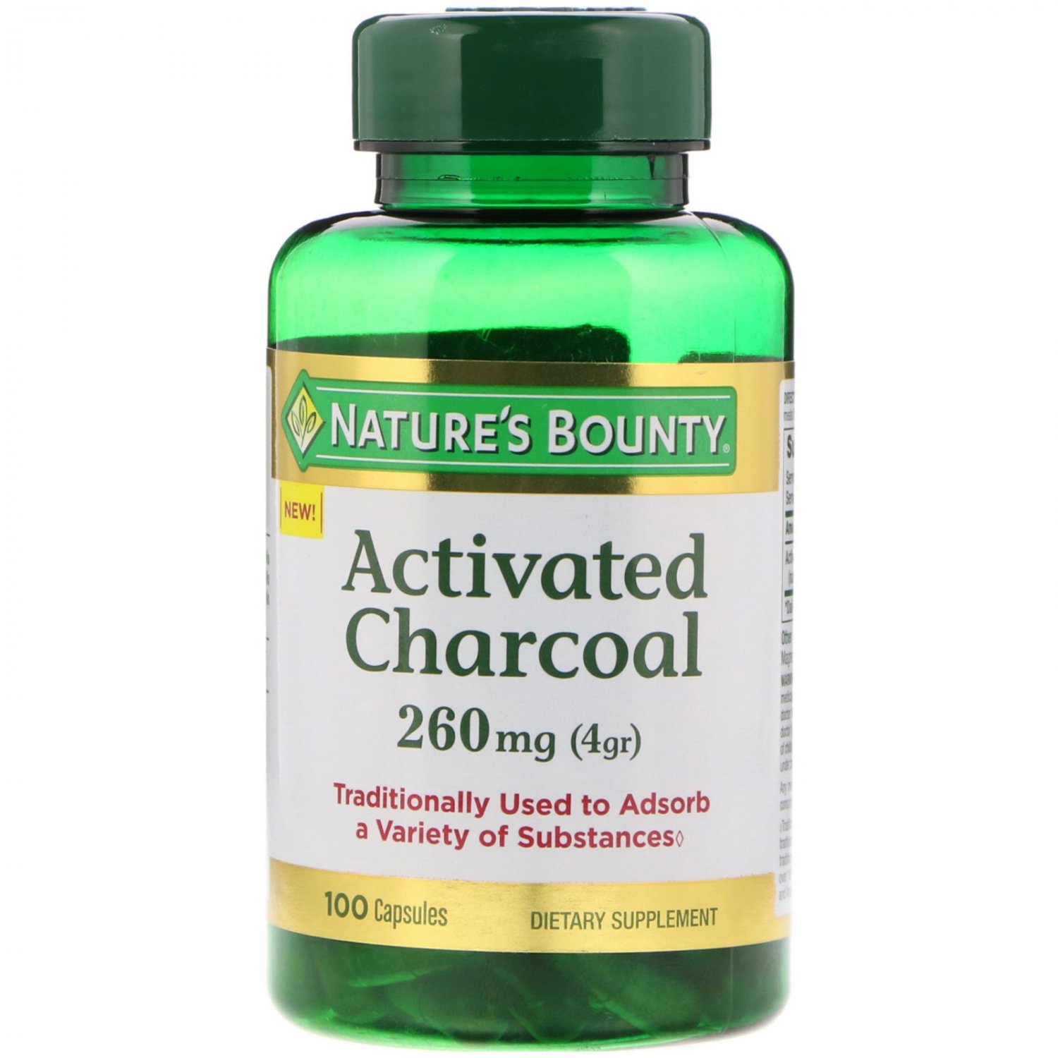Nature's Bounty, Activated Charcoal, 260 mg, 100 Capsules