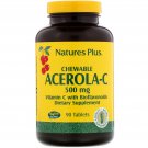 Nature's Plus, Chewable Acerola-C, Vitamin C with Bioflavonoids, 500 mg, 90 Tablets