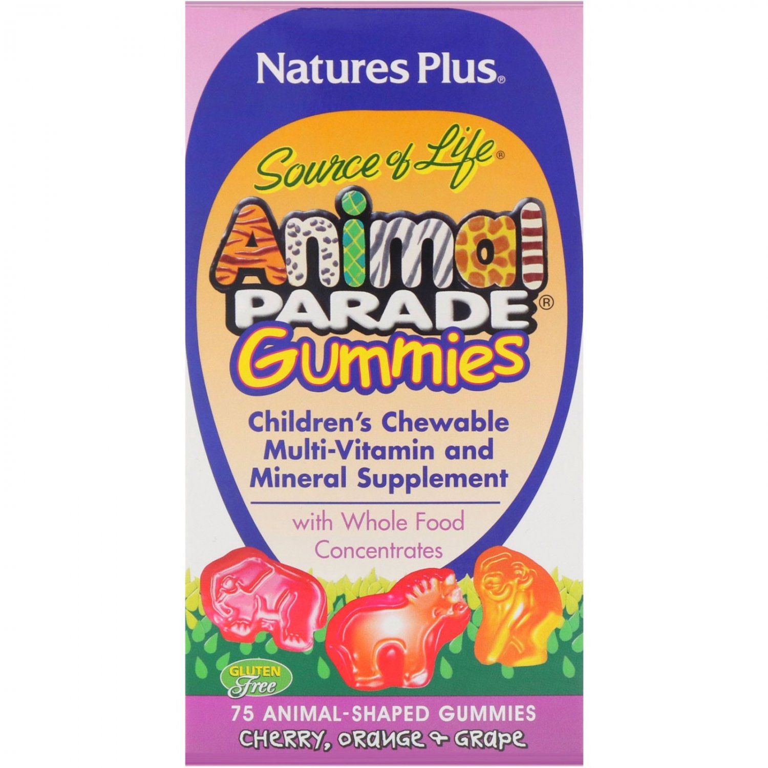 Nature's Plus, Source of Life, Animal Parade Gummies, Children's Chewable, , 75 Animal-Shaped Gumy