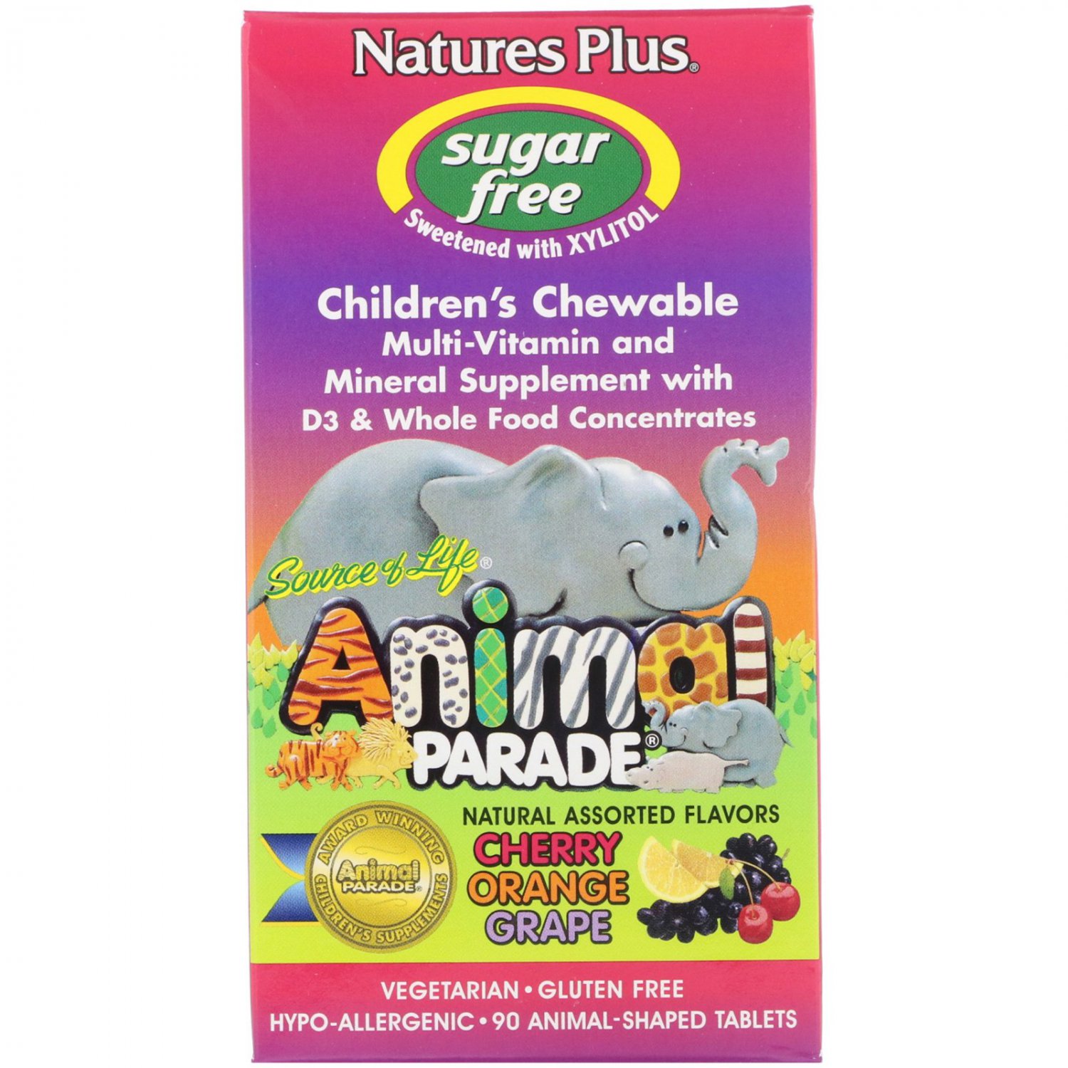 Nature's Plus, Source of Life, Animal Parade, Children's Chewable, Assorted Flavors, 90 Animals