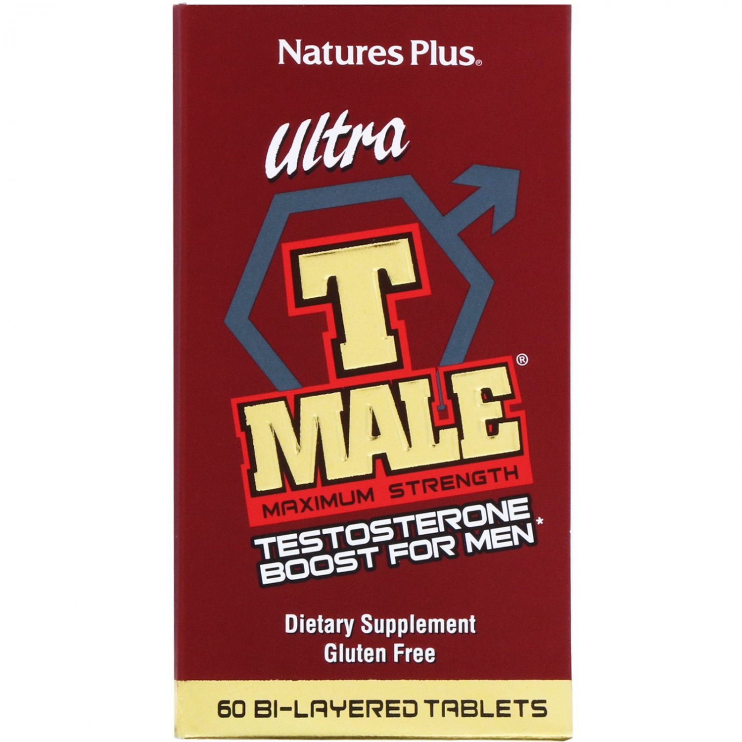 Nature's Plus, Ultra T-Male, Testosterone Boost for Men, Maximum Strength, 60 Bi-Layered Tablets