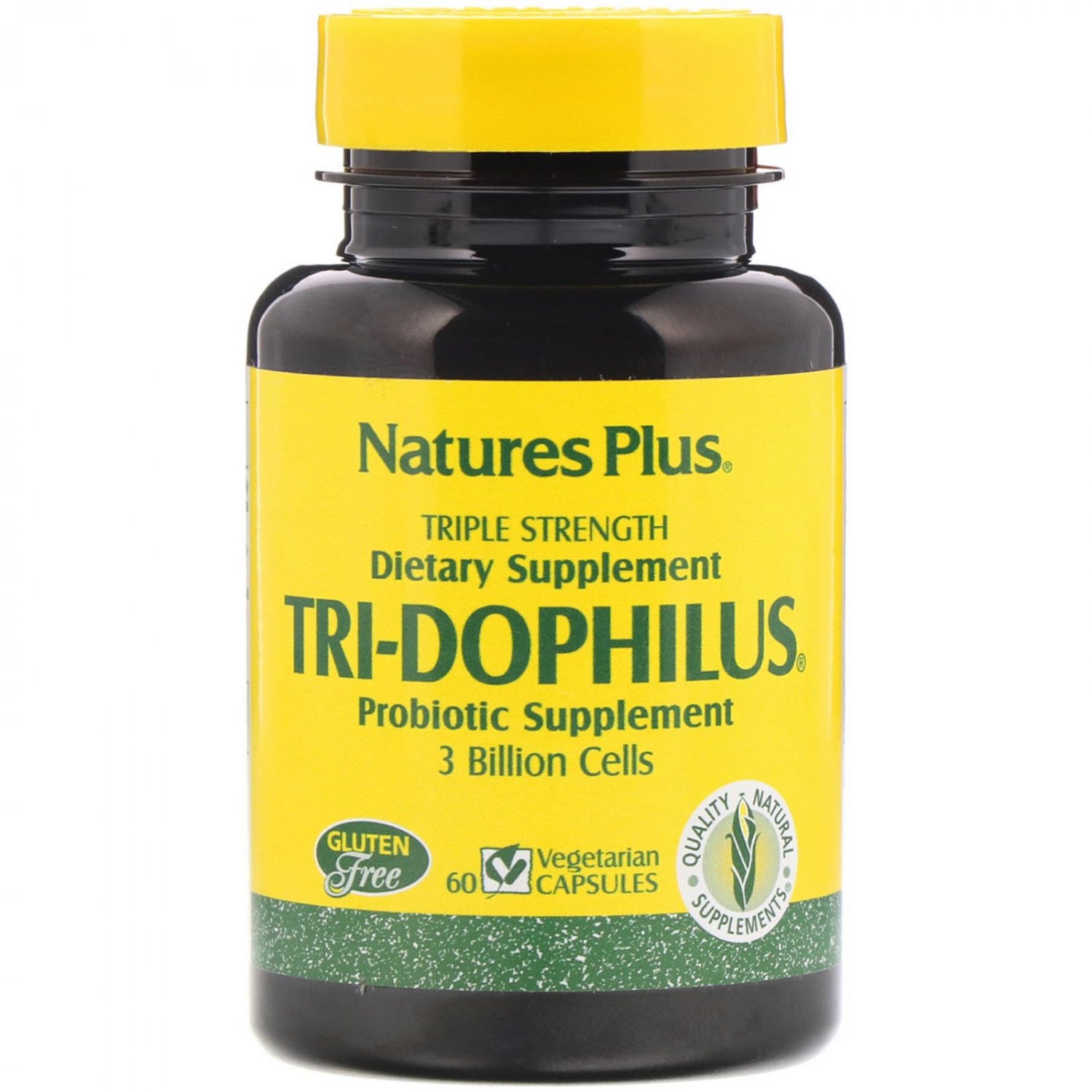 Nature's Plus, Tri-Dophilus, Probiotic Supplement, Triple Strength, 60 Vegetarian Capsules