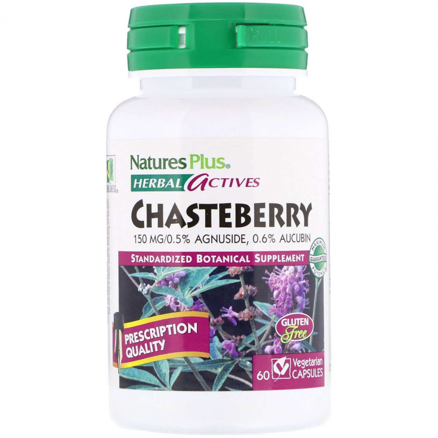 Nature 's Plus, Herbal Actives, Chasteberry, 150 mg, 60 Vegetarian Capsules