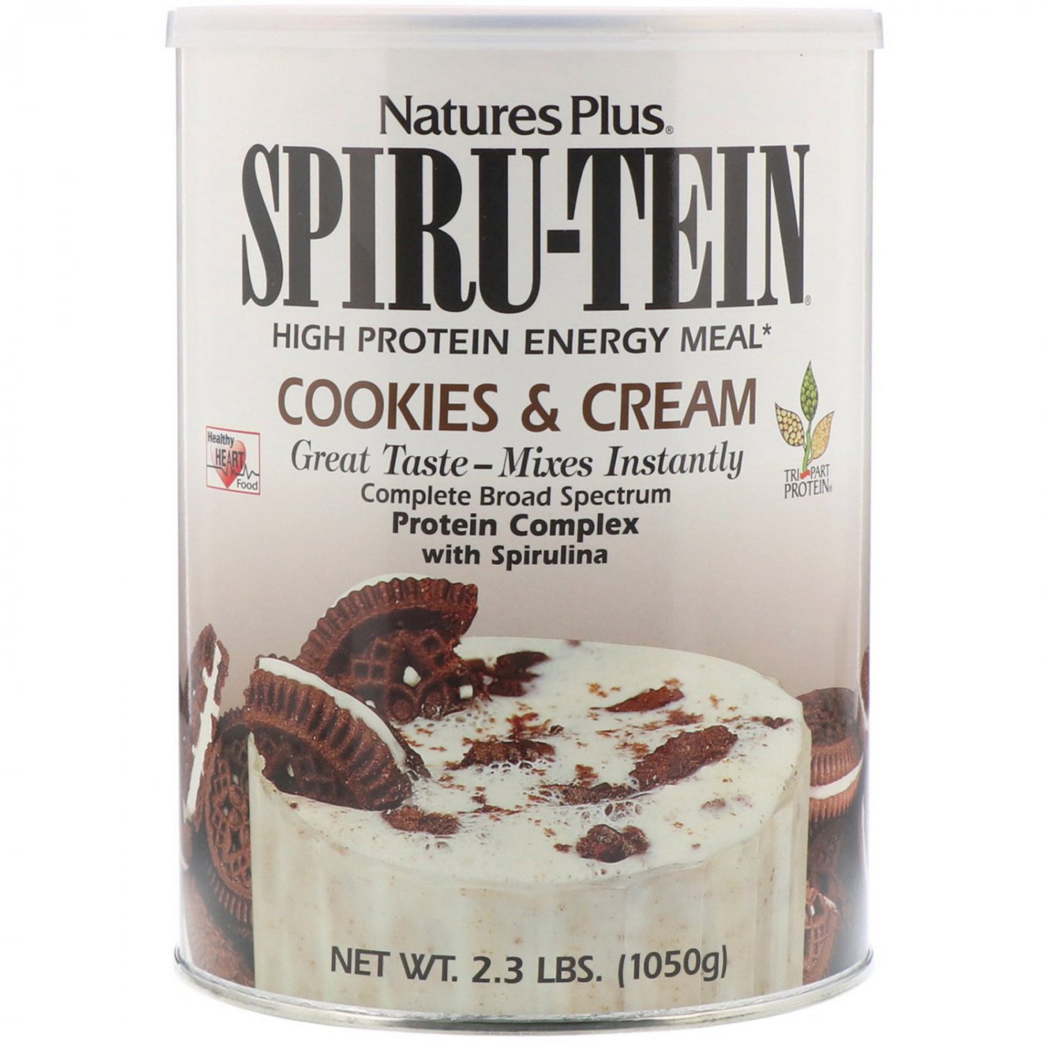 Nature's Plus, Spiru-Tein, High Protein Energy Meal, Cookies & Cream, 2.3 lbs (1050 g)