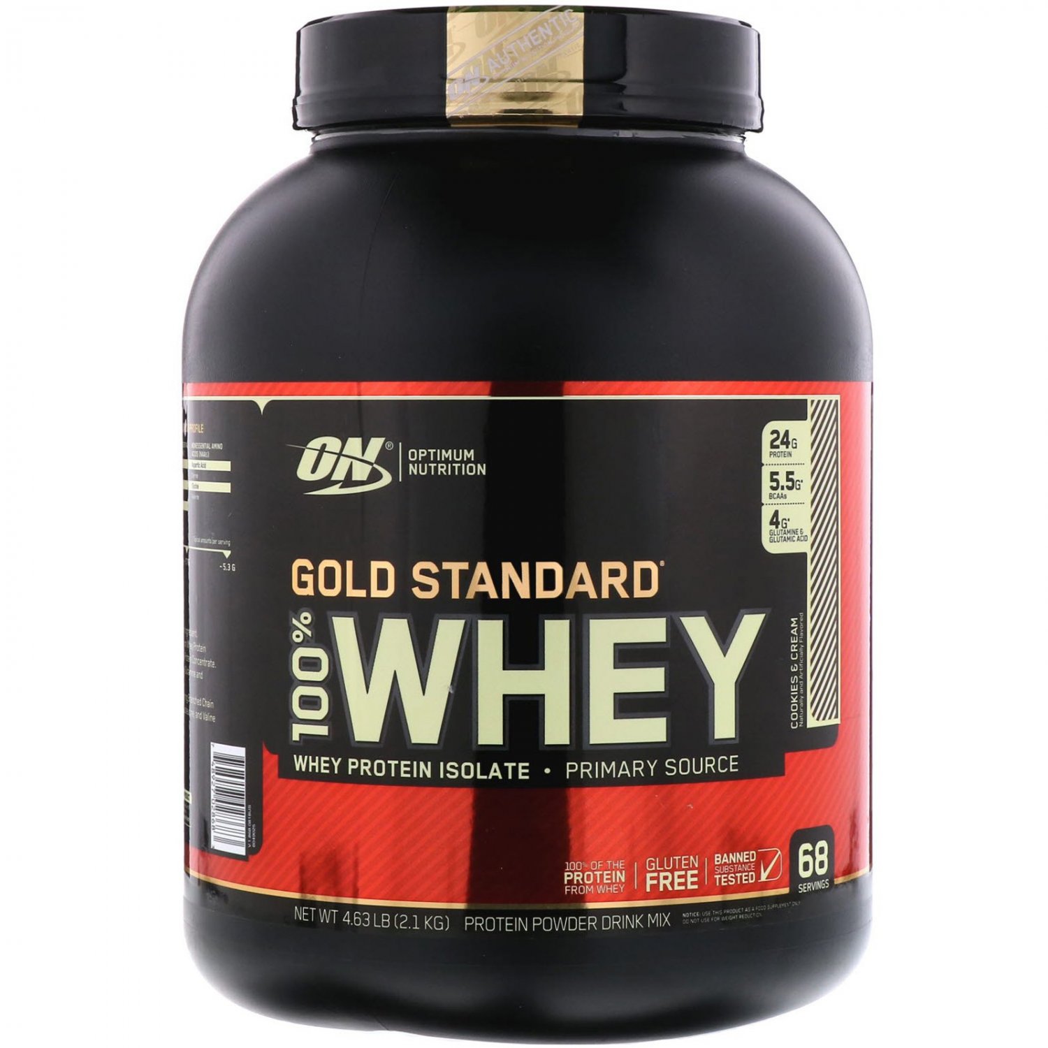 Optimum Nutrition, Gold Standard, 100% Whey, Cookies & Cream, 4.63 lbs (2.1 kg)