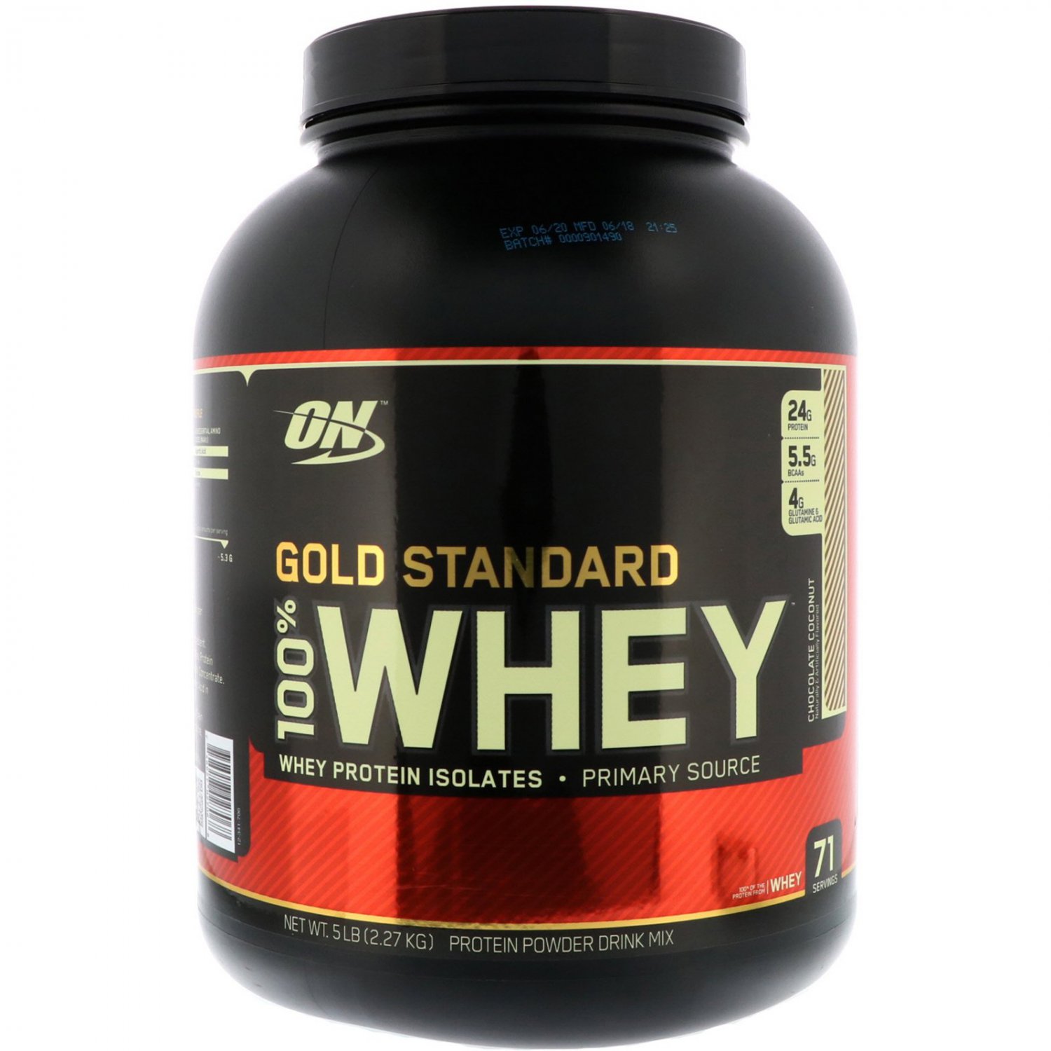 Optimum Nutrition, Gold Standard, 100% Whey, Chocolate Coconut, 5 lbs (2.27 kg)