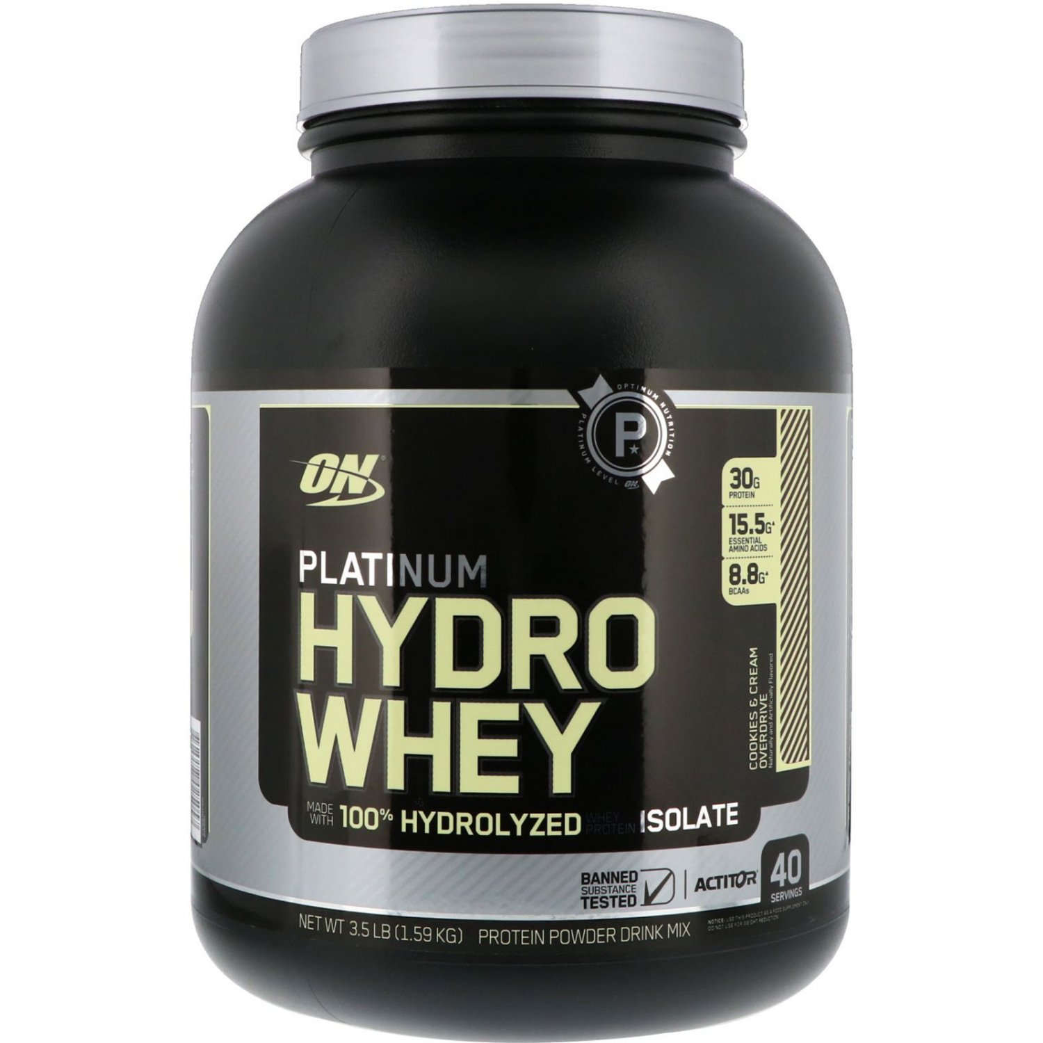 Optimum Nutrition, Platinum Hydro Whey, Cookies & Cream Overdrive, 3.5 lbs (1.59 kg)