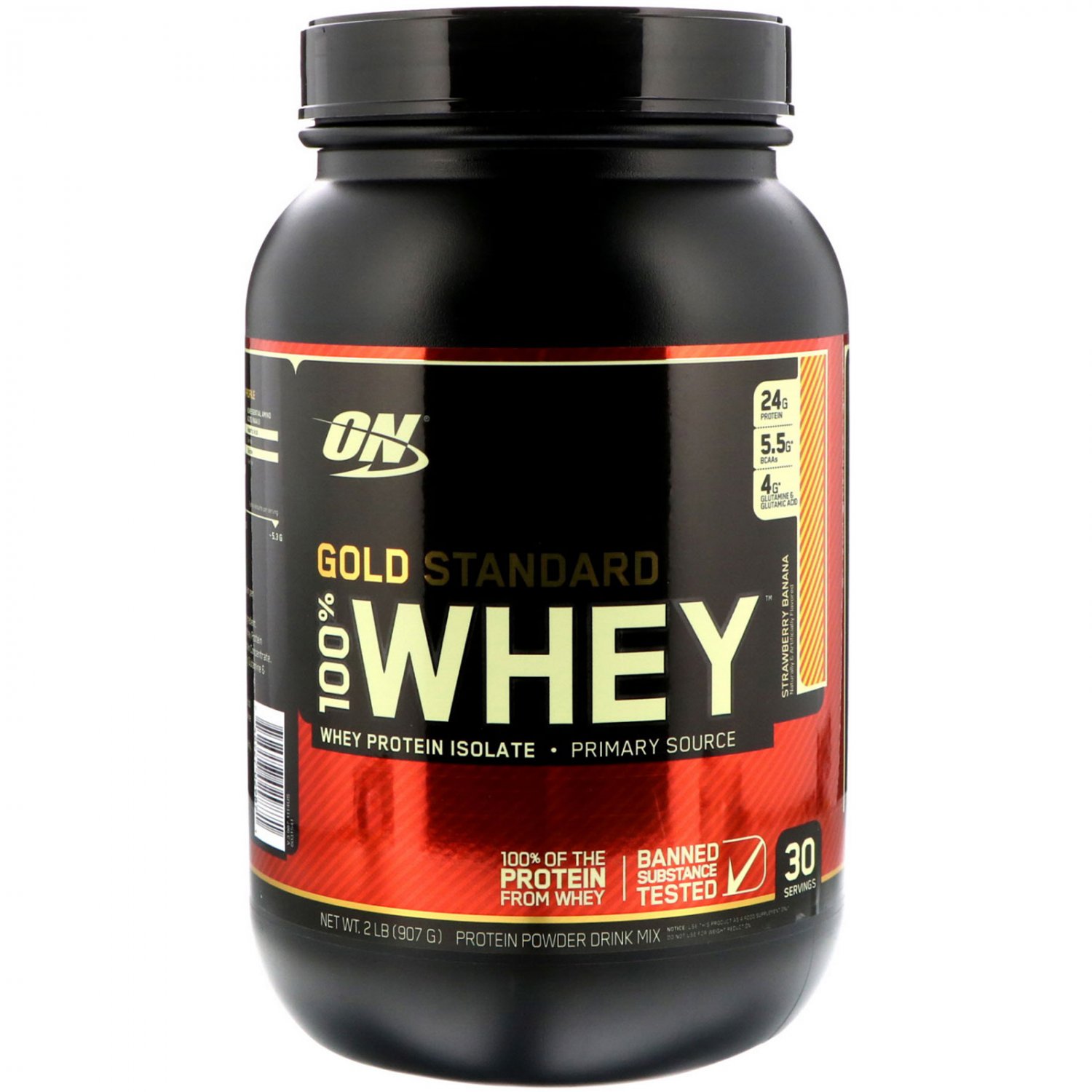 Optimum Nutrition, Gold Standard, 100% Whey, Strawberry Banana, 2 lbs (907 g)