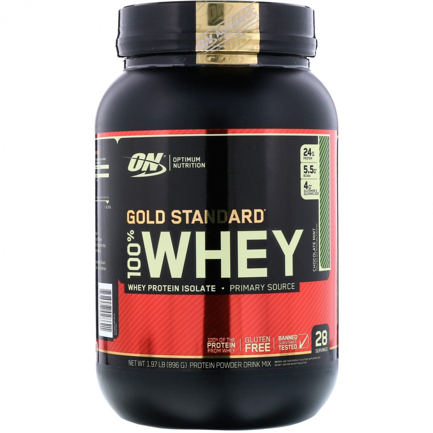 Optimum Nutrition, Gold Standard, 100% Whey, Chocolate Mint, 1.97 lb (896 g)