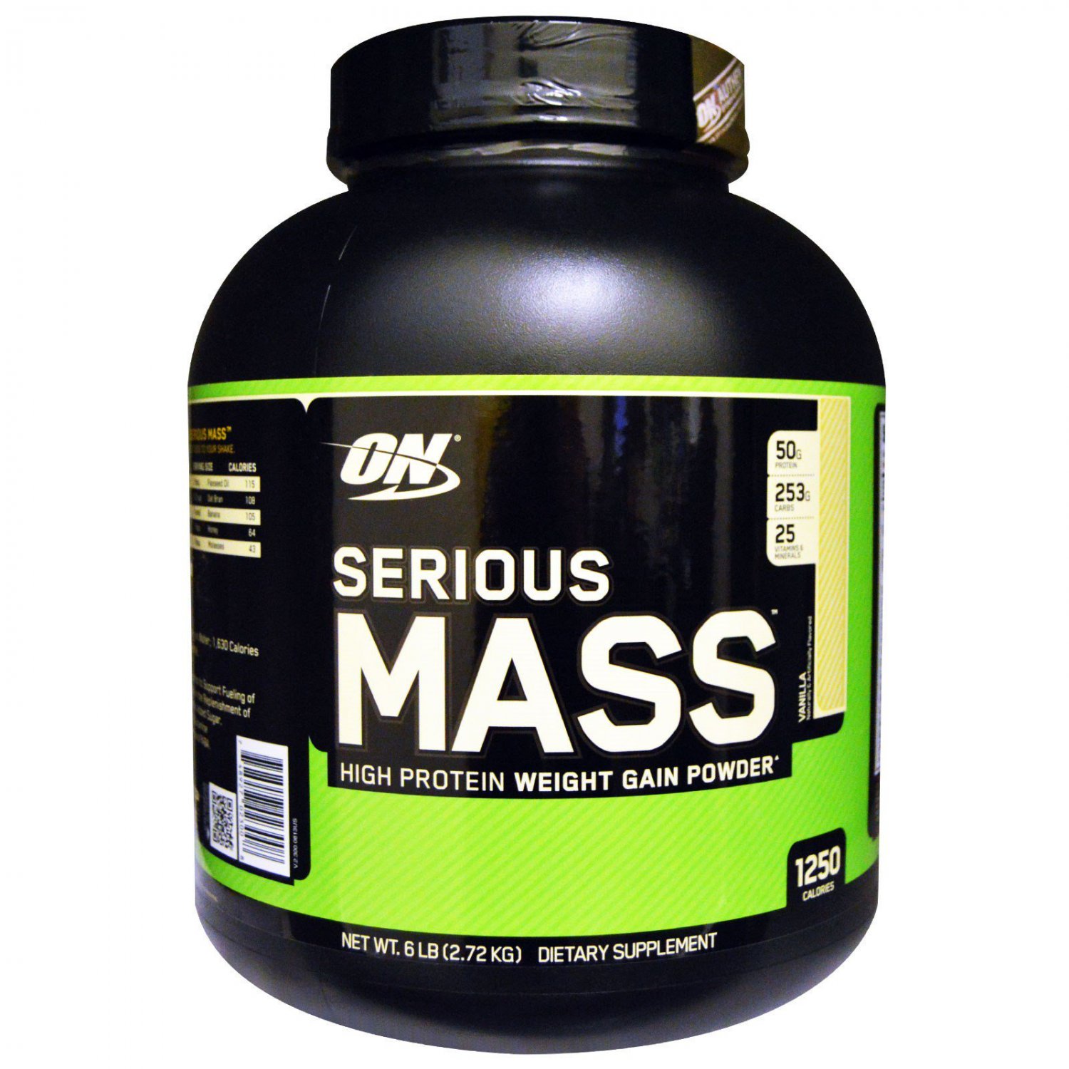 Optimum Nutrition, Serious Mass, High Protein Weight Gain Powder, Vanilla, 6 lbs (2.72 kg)