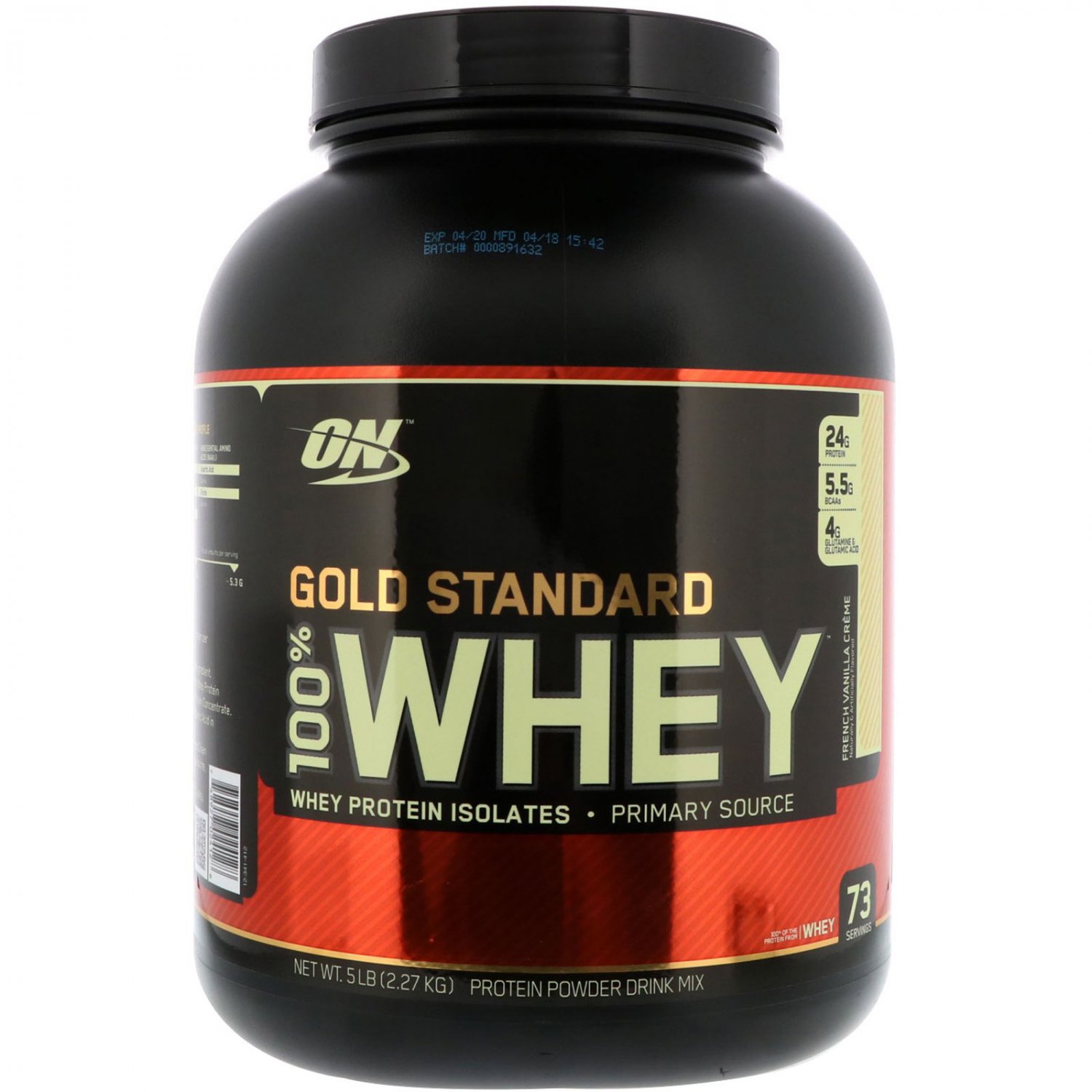 Optimum Nutrition, Gold Standard, 100% Whey, French Vanilla Cr&Atilde;&uml;me, 5 lbs (2.27 kg)