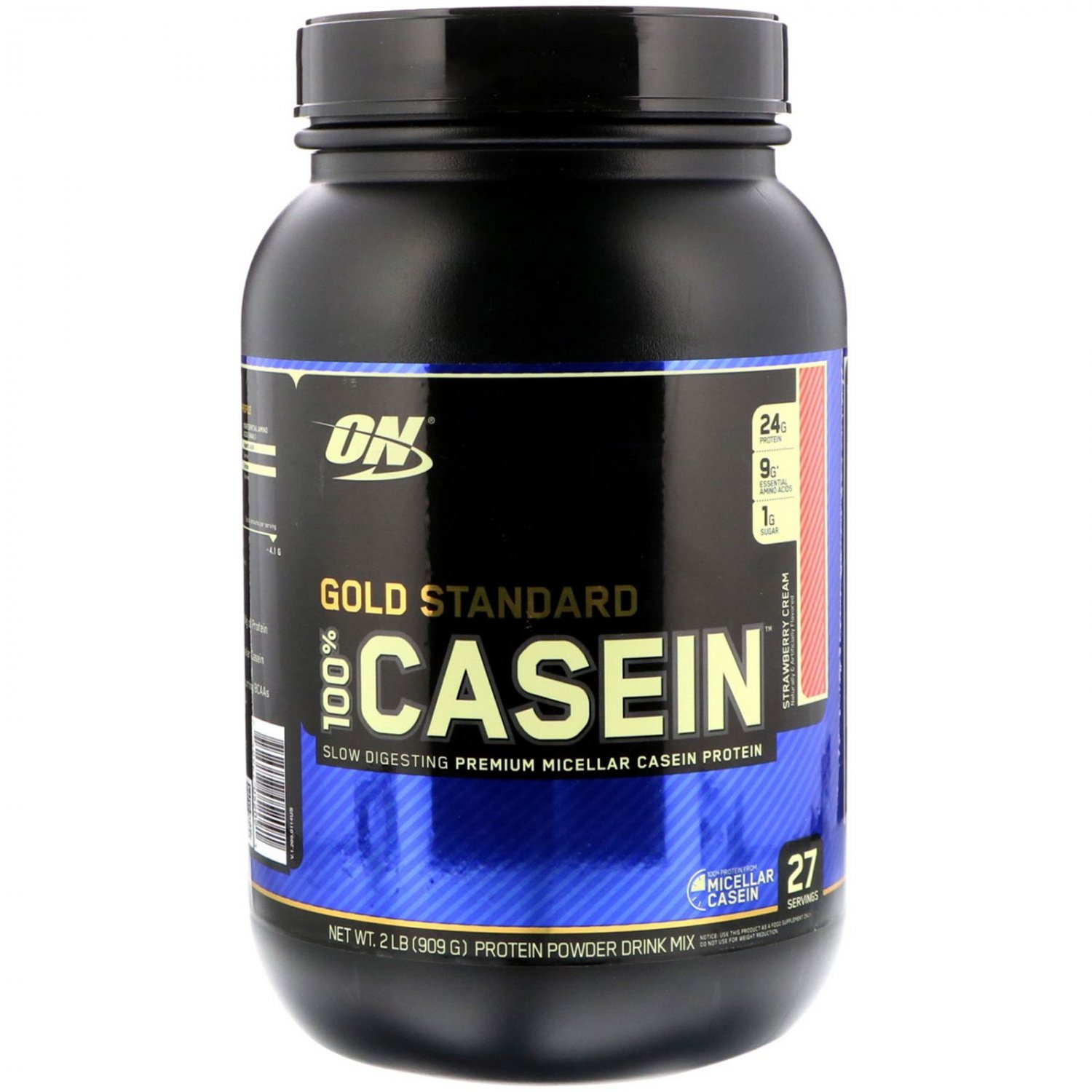 Optimum Nutrition, Gold Standard, 100% Casein, Strawberry Cream, 2 lbs (909 g)