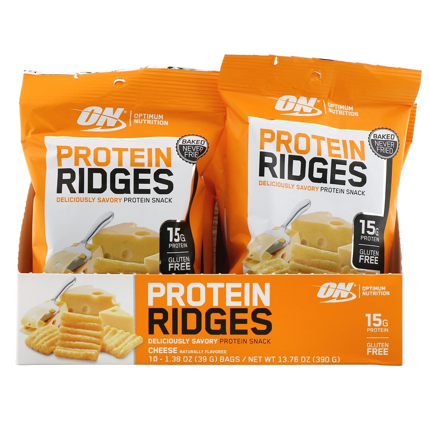 Optimum Nutrition, Protein Ridges, Cheese, 10 Bags, 1.38 oz (39 g) Each