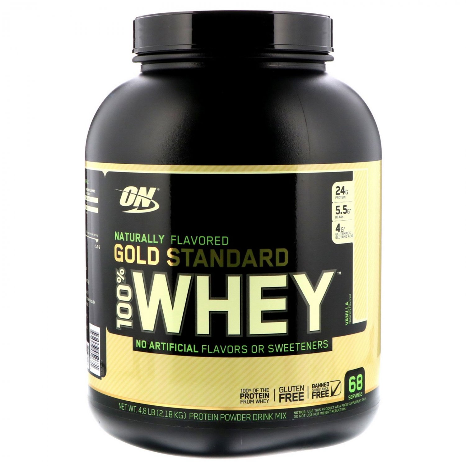 Optimum Nutrition, Gold Standard, 100% Whey, Naturally Flavored, Vanilla, 4.8 lbs (2.18 kg)