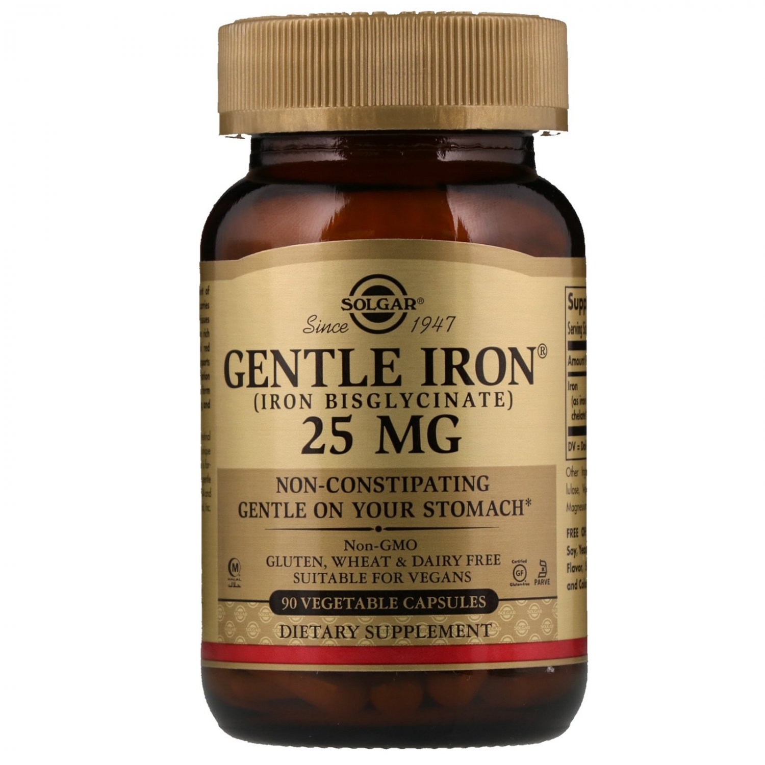 Solgar, Gentle Iron, 25 mg, 90 Veggie Caps