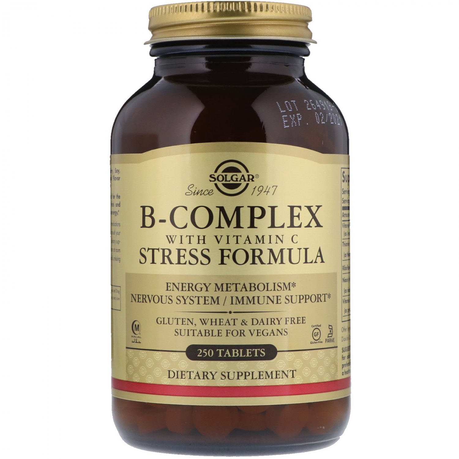 Solgar, B-Complex with Vitamin C Stress Formula, 250 Tablets