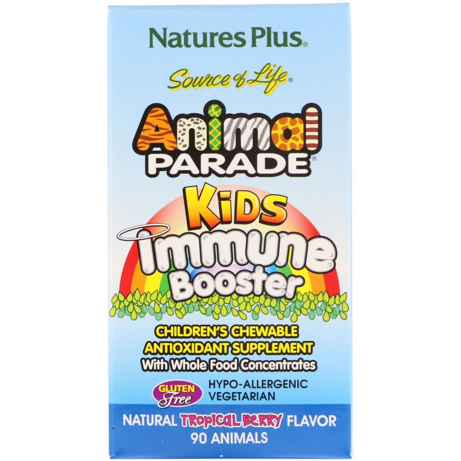 Nature's Plus, Source of Life, Animal Parade, Kids Immune Booster, Tropical Berry Flavor, 90 Animals