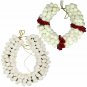 Gajra Hair Bun, 2 Different Artificial White & Red Women Garland Mogra Flower