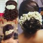 Artificial White Women Garland Mogra Flower Gajra Hair Bun Accessory Pack of 2