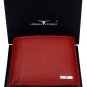 Genuine Leather RFID Blocking Slim Men's Bifold Center Flap Red Wallet