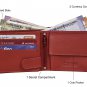 Genuine Leather RFID Blocking Slim Men's Bifold Center Flap Red Wallet