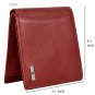 Genuine Leather RFID Blocking Slim Men's Bifold Center Flap Red Wallet