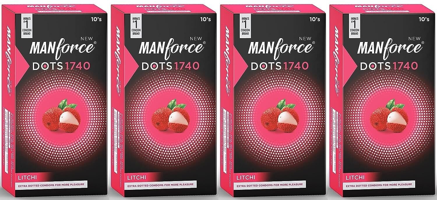 Manforce Extra 1740 Dotted Litchi Flavored Condoms, 40 Condoms