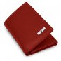 Genuine Leather RFID Blocking Slim Men's Tri-fold Center Flap Red Wallet