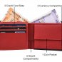 Genuine Leather RFID Blocking Slim Men's Bifold Center Flap Black and Red Wallet