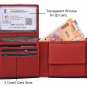 Genuine Leather RFID Blocking Slim Men's Bifold Center Flap Black and Red Wallet