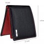 Genuine Leather RFID Blocking Slim Men's Bifold Center Flap Black and Red Wallet