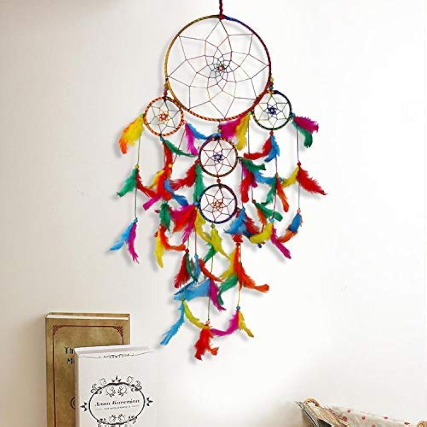 Dream Catcher Handmade Tree of Life Feathers Wall Hanging Multicolor 75cm