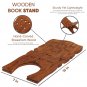 Wooden Hand Carved Holy Book Stand Brown 15x7 inch for Gita Bible Quran Book