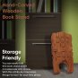 Wooden Hand Carved Holy Book Stand Brown 15x7 inch for Gita Bible Quran Book