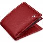 Genuine Leather Slim Men's Bifold Center Flap RFID Blocking Charlie Red Wallet