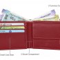 Genuine Leather Slim Men's Bifold Center Flap RFID Blocking Charlie Red Wallet