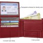 Genuine Leather Slim Men's Bifold Center Flap RFID Blocking Charlie Red Wallet