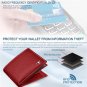 Genuine Leather Slim Men's Bifold Center Flap RFID Blocking Charlie Red Wallet