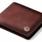 Genuine Leather RFID Blocking Slim Men's Bifold Center Flap Crackle Brown Wallet